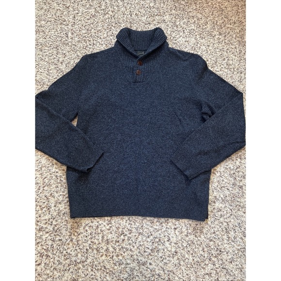J.Crew New Men Pull Over Sweater Sz XL Blue Long Sleeve %100 Lamb Wool